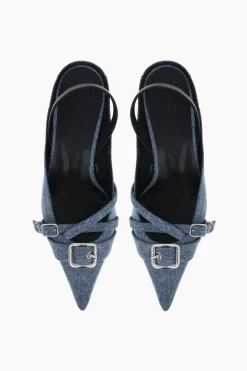Justine Clenquet Escarpins Joan denim bleu