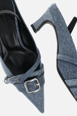 Justine Clenquet Escarpins Joan denim bleu