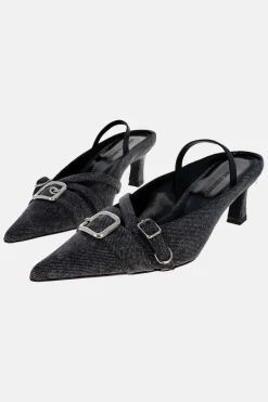 Justine Clenquet Escarpins Joan denim gris